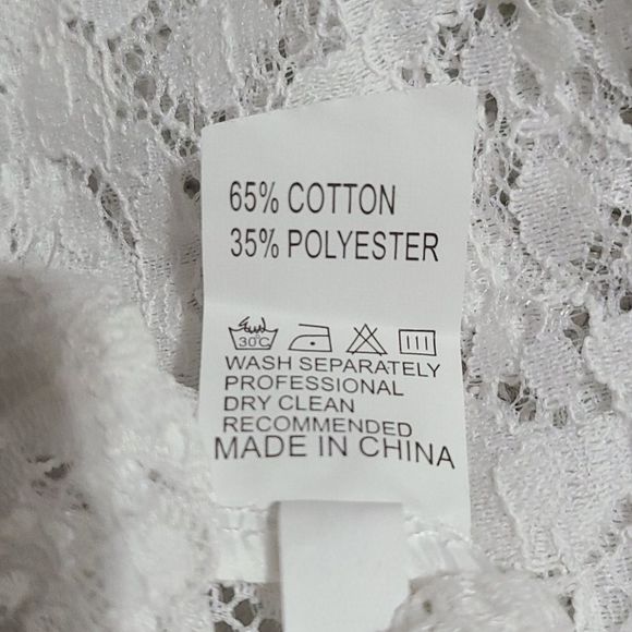 Restocking White Lace High Neck Long Sleeve Shirt - Picture 11 of 11